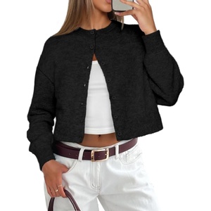 ATHMILE Cropped Cardigan Sweaters for Women Lightweight Crop Knit Y2k Fall Spring Outfits Fashion Clothes 2026(Black)