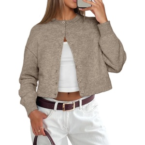 ATHMILE Cropped Cardigan Sweaters for Women Lightweight Crop Knit Y2k Fall Spring Outfits Fashion Clothes 2026(Camel)
