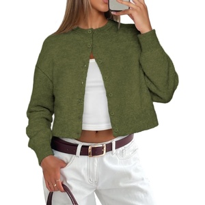 ATHMILE Cropped Cardigan Sweaters for Women Lightweight Crop Knit Y2k Fall Spring Outfits Fashion Clothes 2026(Green)