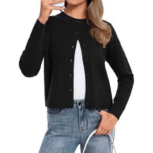 ATHMILE Cropped Cardigan Sweaters for Women Lightweight Crop Knit Y2k Fall Spring Outfits Fashion Clothes 2026(M-black)