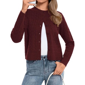 ATHMILE Cropped Cardigan Sweaters for Women Lightweight Crop Knit Y2k Fall Spring Outfits Fashion Clothes 2026(M-wine)