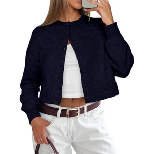 ATHMILE Cropped Cardigan Sweaters for Women Lightweight Crop Knit Y2k Fall Spring Outfits Fashion Clothes 2026(Navy Blue)