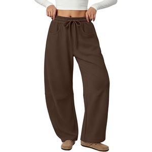 ATHMILE Fleece Barrel Sweatpants Women 2026 | Fashion Baggy Lounge Comfy Flowy Sweatpants with Pockets Fall Outfit(Chocolate Brown)