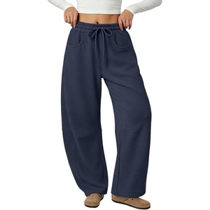 ATHMILE Fleece Barrel Sweatpants Women 2026 | Fashion Baggy Lounge Comfy Flowy Sweatpants with Pockets Fall Outfit(Navy)