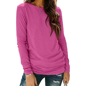 ATHMILE Womens Long Sleeve Shirts Basic Tee Casual Tops Cotton Underscrub | Fall Clothes Loose Fit Winter Fashion Teen Girl School Outfits Teacher Ladies Business(Roseo)