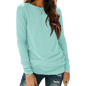 ATHMILE Womens Long Sleeve Shirts Basic Tee Casual Tops Cotton Underscrub | Fall Clothes Loose Fit Winter Fashion Teen Girl School Outfits Teacher Ladies Business(Lake Green)