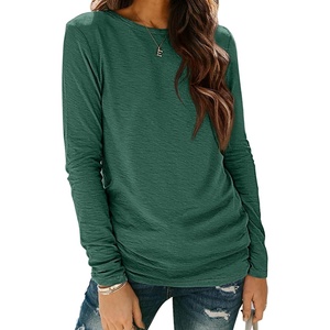 ATHMILE Womens Long Sleeve Shirts Basic Tee Casual Tops Cotton Underscrub | Fall Clothes Loose Fit Winter Fashion Teen Girl School Outfits Teacher Ladies Business(Dark Green)