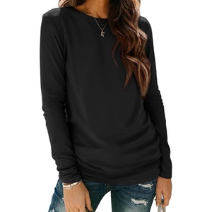 ATHMILE Womens Long Sleeve Shirts Basic Tee Casual Tops Cotton Underscrub | Fall Clothes Loose Fit Winter Fashion Teen Girl School Outfits Teacher Ladies Business(Black)