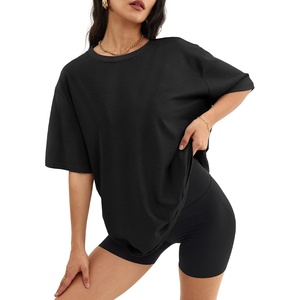 ATHMILE Womens Oversized T Shirts Short Sleeve Workout Tops | Cotton Casual Loose Fit Basic Graphics Gym Summer Plus Size Fashion Clothes(Black)