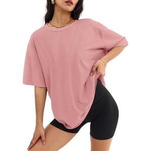 ATHMILE Womens Oversized T Shirts Short Sleeve Workout Tops | Cotton Casual Loose Fit Basic Graphics Gym Summer Plus Size Fashion Clothes(Cameo Pink)