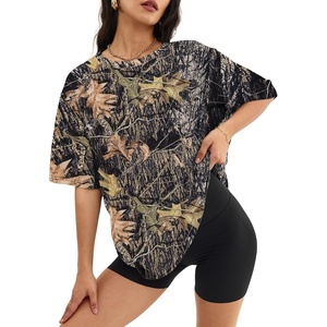 ATHMILE Womens Oversized T Shirts Short Sleeve Workout Tops | Cotton Casual Loose Fit Basic Graphics Gym Summer Plus Size Fashion Clothes(Camo Brown)