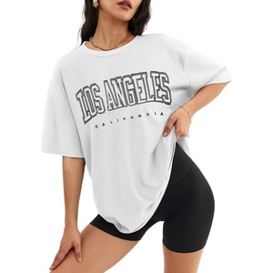 ATHMILE Womens Oversized T Shirts Short Sleeve Workout Tops | Cotton Casual Loose Fit Basic Graphics Gym Summer Plus Size Fashion Clothes(White-p)