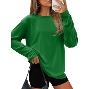ATHMILE Womens Oversized T Shirts Short Sleeve Workout Tops | Cotton Casual Loose Fit Basic Graphics Gym Summer Plus Size Fashion Clothes(Z-deep Green)