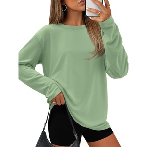 ATHMILE Womens Oversized T Shirts Short Sleeve Workout Tops | Cotton Casual Loose Fit Basic Graphics Gym Summer Plus Size Fashion Clothes(Z-green)