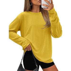 ATHMILE Womens Oversized T Shirts Short Sleeve Workout Tops | Cotton Casual Loose Fit Basic Graphics Gym Summer Plus Size Fashion Clothes(Z-yellow)