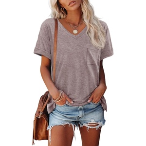ATHMILE Womens T Shirts Short Sleeve V Neck Summer Tops Basic Tees | Lightweight Breathable Casual Sorf Plus Size Spring Summer Tops Clothes(Gray Purple)