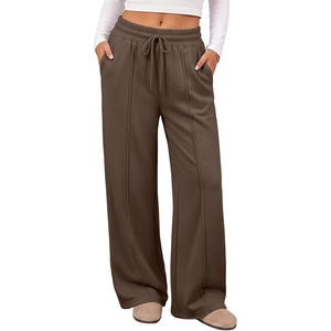 ATHMILE Womens Wide Leg Fleece Sweatpants High Waisted Teen Girl Pants | Fall Fashion Winter Clothes Lounge Travel Joggers With Pockets(Coffee)