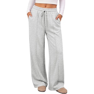 ATHMILE Womens Wide Leg Fleece Sweatpants High Waisted Teen Girl Pants | Fall Fashion Winter Clothes Lounge Travel Joggers With Pockets(Grey)