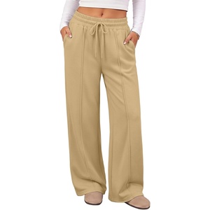 ATHMILE Womens Wide Leg Fleece Sweatpants High Waisted Teen Girl Pants | Fall Fashion Winter Clothes Lounge Travel Joggers With Pockets(Light Brown)