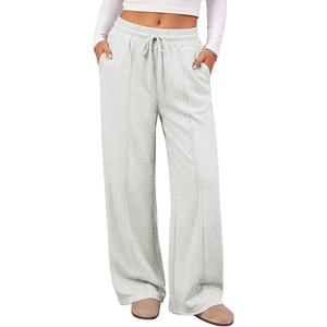 ATHMILE Womens Wide Leg Fleece Sweatpants High Waisted Teen Girl Pants | Fall Fashion Winter Clothes Lounge Travel Joggers With Pockets(Light Grey)