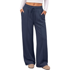 ATHMILE Womens Wide Leg Fleece Sweatpants High Waisted Teen Girl Pants | Fall Fashion Winter Clothes Lounge Travel Joggers With Pockets(Navy)