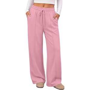 ATHMILE Womens Wide Leg Fleece Sweatpants High Waisted Teen Girl Pants | Fall Fashion Winter Clothes Lounge Travel Joggers With Pockets(Pink)