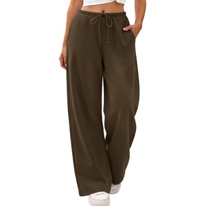 ATHMILE Womens Wide Leg Sweatpants with Pockets | Fall Fashion Lounge Travel Pants,Low Waist Streetwear Drawstring,Baggy Teen Girl Jogger(Coffee)