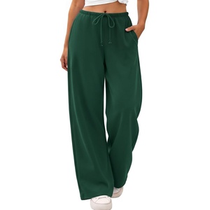 ATHMILE Womens Wide Leg Sweatpants with Pockets | Fall Fashion Lounge Travel Pants,Low Waist Streetwear Drawstring,Baggy Teen Girl Jogger(Dark Green)