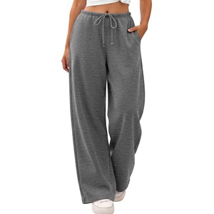 ATHMILE Womens Wide Leg Sweatpants with Pockets | Fall Fashion Lounge Travel Pants,Low Waist Streetwear Drawstring,Baggy Teen Girl Jogger(Dark Grey)
