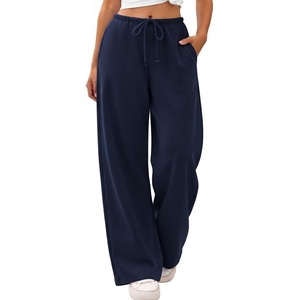 ATHMILE Womens Wide Leg Sweatpants with Pockets | Fall Fashion Lounge Travel Pants,Low Waist Streetwear Drawstring,Baggy Teen Girl Jogger(Navy)