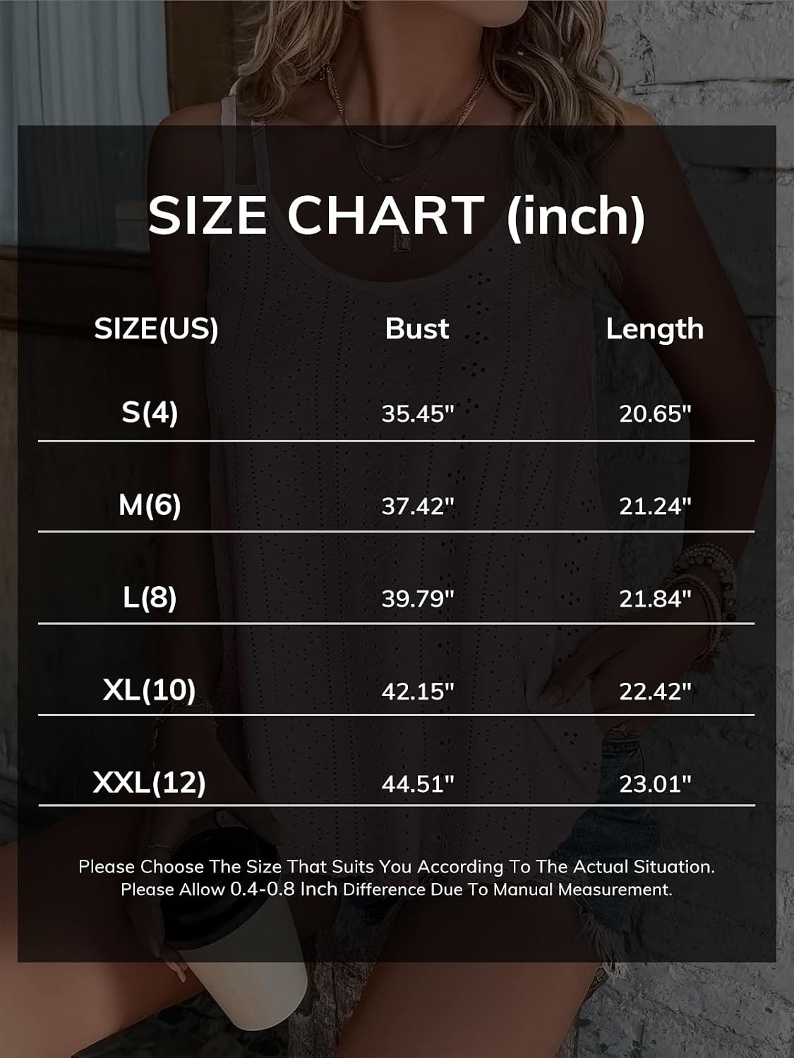 image:imageATHMILE Womens Tank Tops Sleeveless Summer Top Spaghetti Strap Flowy Boho ClothesLoose Spring Shirt Loose FitBeach Vacation Camisole EyeletBlue