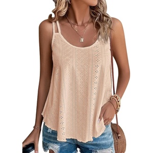ATHMILE Womens Tank Tops Sleeveless Summer Top Spaghetti Strap | Flowy Boho Clothes,Loose Spring Shirt Loose Fit,Beach Vacation Camisole Eyelet(Coral)