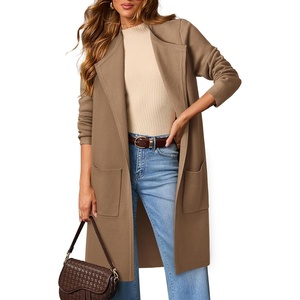 Womens Fall Sweater Open Front Knit Lightweight Cardigan Casual Long Coatigan Lady Jacket Coat Winter Outerwear 2026(Khaki)