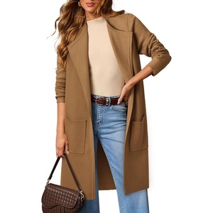 Womens Fall Sweater Open Front Knit Lightweight Cardigan Casual Long Coatigan Lady Jacket Coat Winter Outerwear 2026(Light Brown)