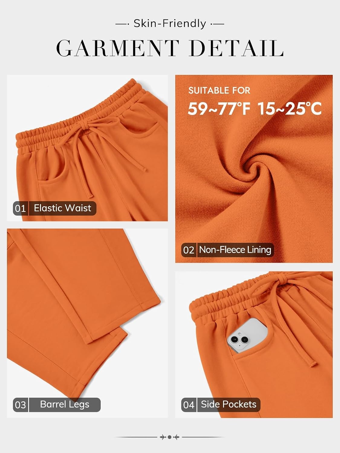 image:imageATHMILE Barrel Sweatpants Women Wide Leg Baggy Lounge Casual Pants Cotton Fall Winter Teen Girl Fashion Comfy Flowy with PocketAorange