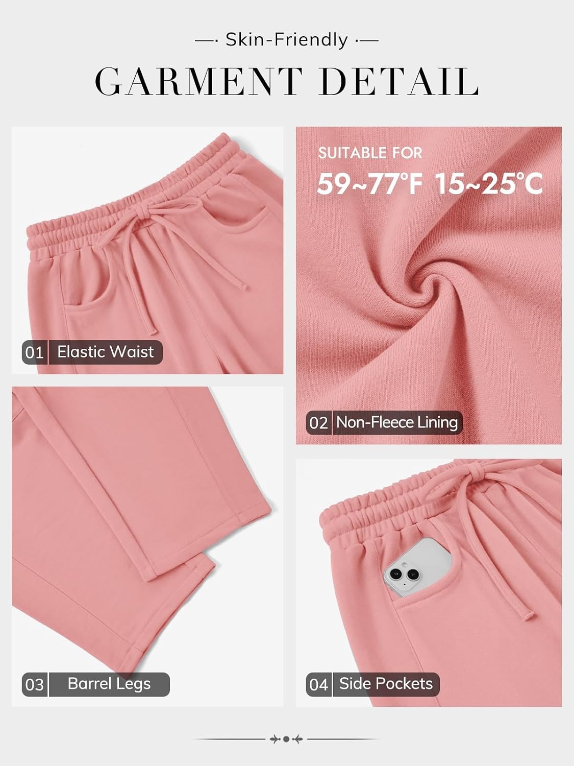 image:imageATHMILE Barrel Sweatpants Women Wide Leg Baggy Lounge Casual Pants Cotton Fall Winter Teen Girl Fashion Comfy Flowy with PocketApink