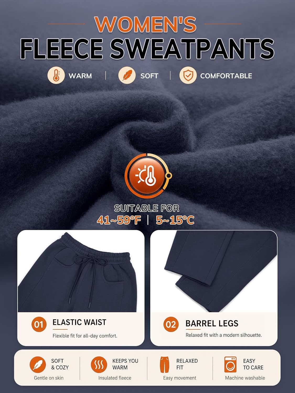 image:imageATHMILE Barrel Sweatpants Women Wide Leg Baggy Lounge Casual Pants Cotton Fall Winter Teen Girl Fashion Comfy Flowy with PocketBnavy