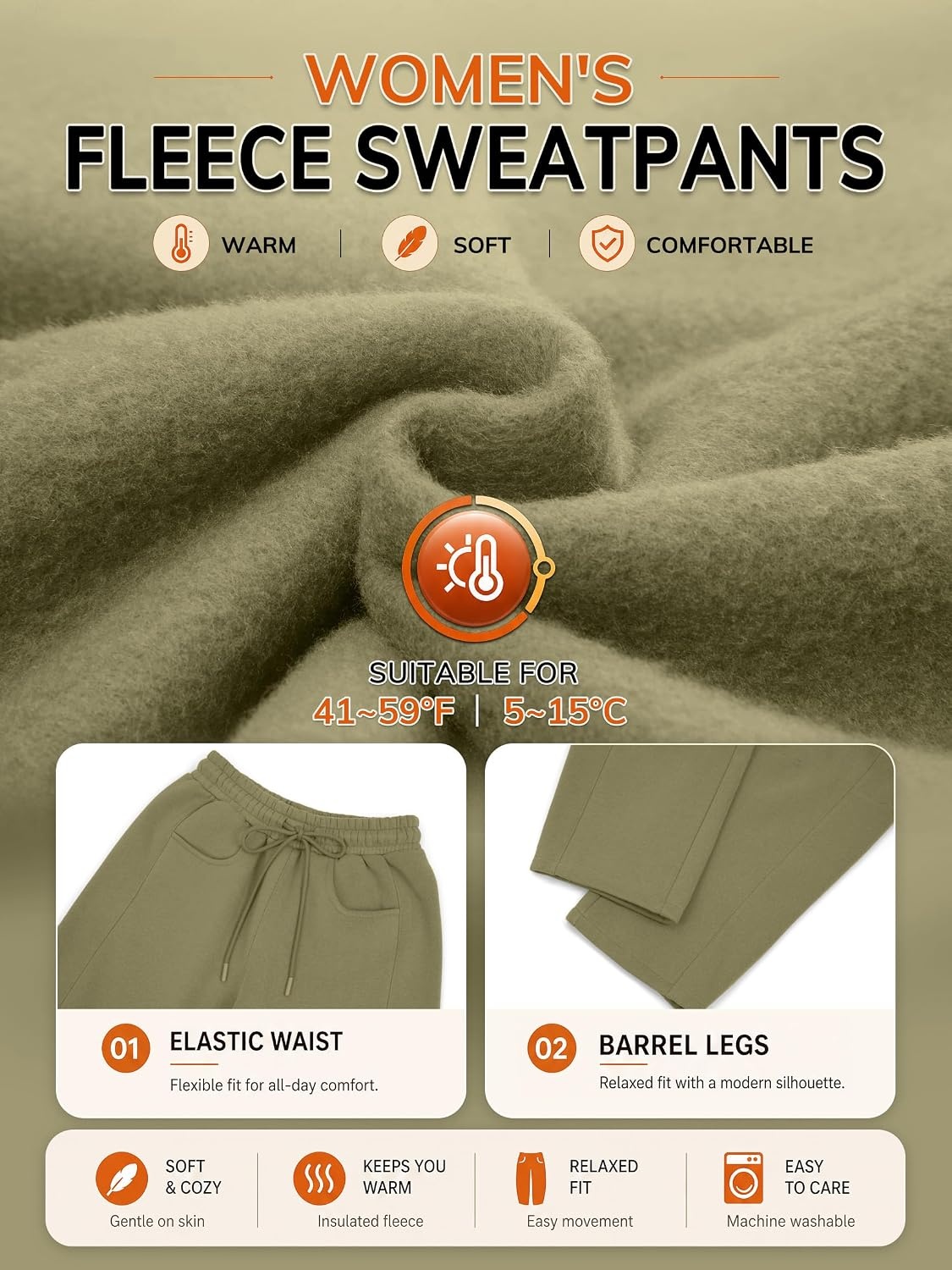 image:imageATHMILE Barrel Sweatpants Women Wide Leg Baggy Lounge Casual Pants Cotton Fall Winter Teen Girl Fashion Comfy Flowy with PocketBolive Green