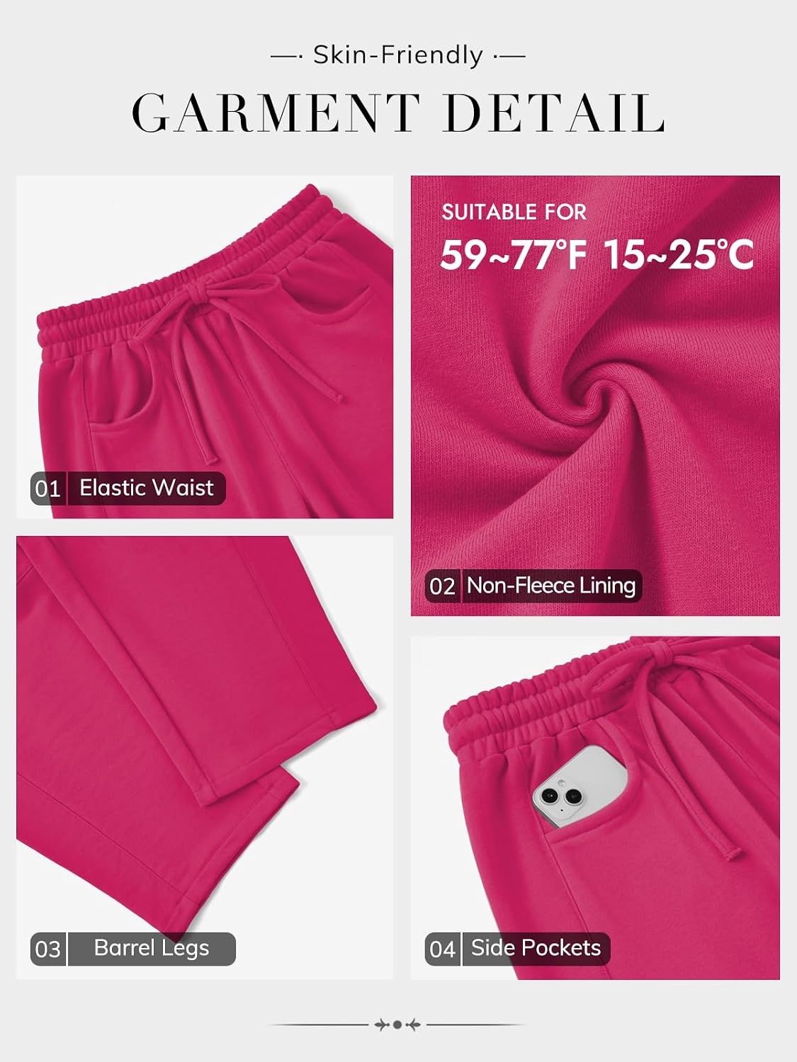 image:imageATHMILE Barrel Sweatpants Women Wide Leg Baggy Lounge Casual Pants Cotton Fall Winter Teen Girl Fashion Comfy Flowy with PocketRose Red