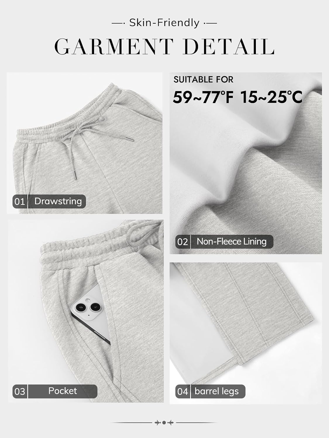 image:imageATHMILE Barrel Sweatpants Women Y2K Wide Leg Baggy Sweat Pants Plus Size Drawstring Lounge Joggers with PocketsGrey