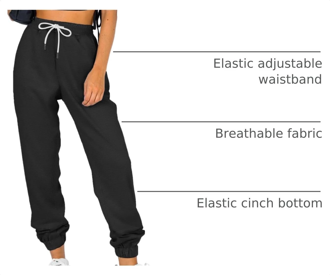 image:imageATHMILE Sweatpants Women Baggy Joggers Lounge Sweat Pants Cotton High Waisted Casual Comfy Fashion Fall Workout GymBlack