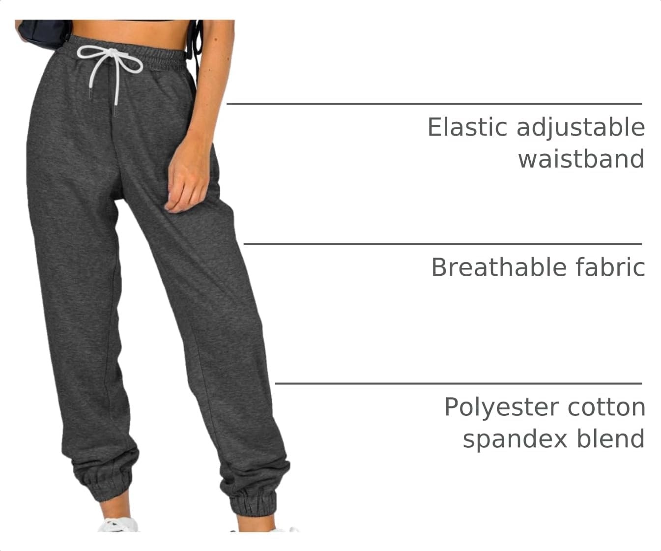 image:imageATHMILE Sweatpants Women Baggy Joggers Lounge Sweat Pants Cotton High Waisted Casual Comfy Fashion Fall Workout GymBlack Grey