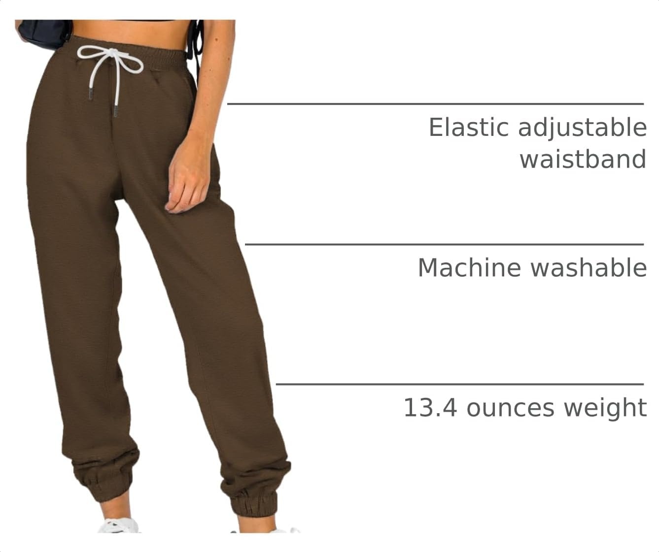 image:imageATHMILE Sweatpants Women Baggy Joggers Lounge Sweat Pants Cotton High Waisted Casual Comfy Fashion Fall Workout GymBrown