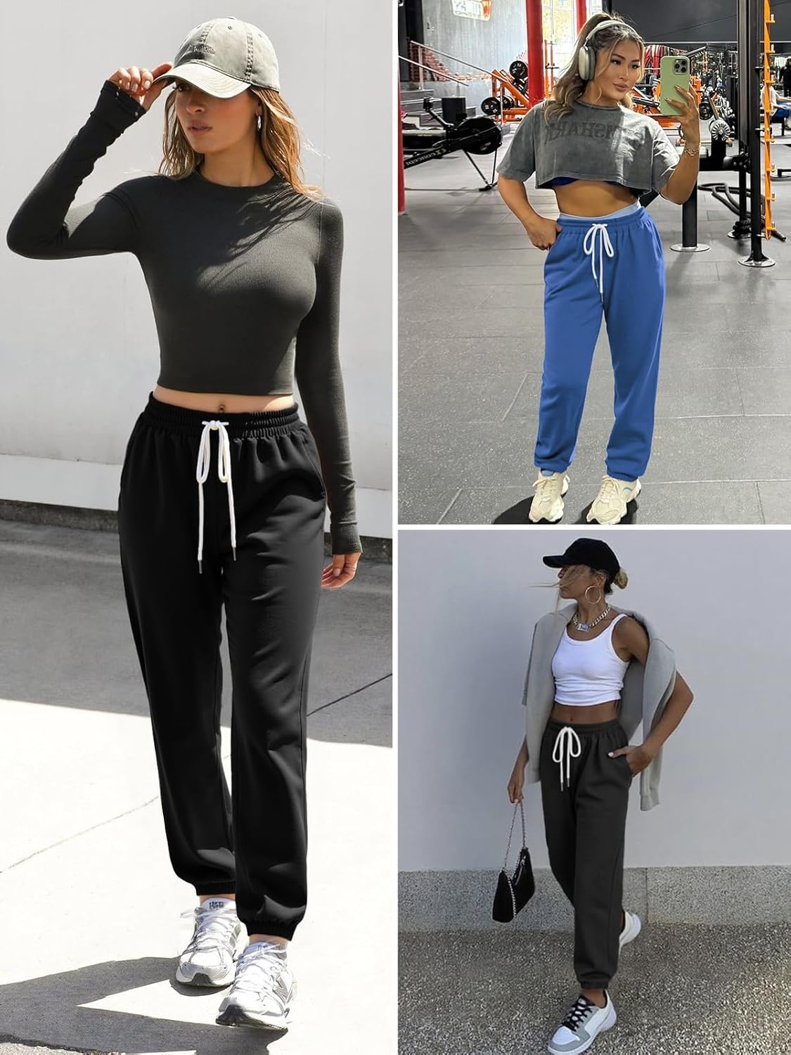 image:imageATHMILE Sweatpants Women Baggy Joggers Lounge Sweat Pants Cotton High Waisted Casual Comfy Fashion Fall Workout GymDarkblue