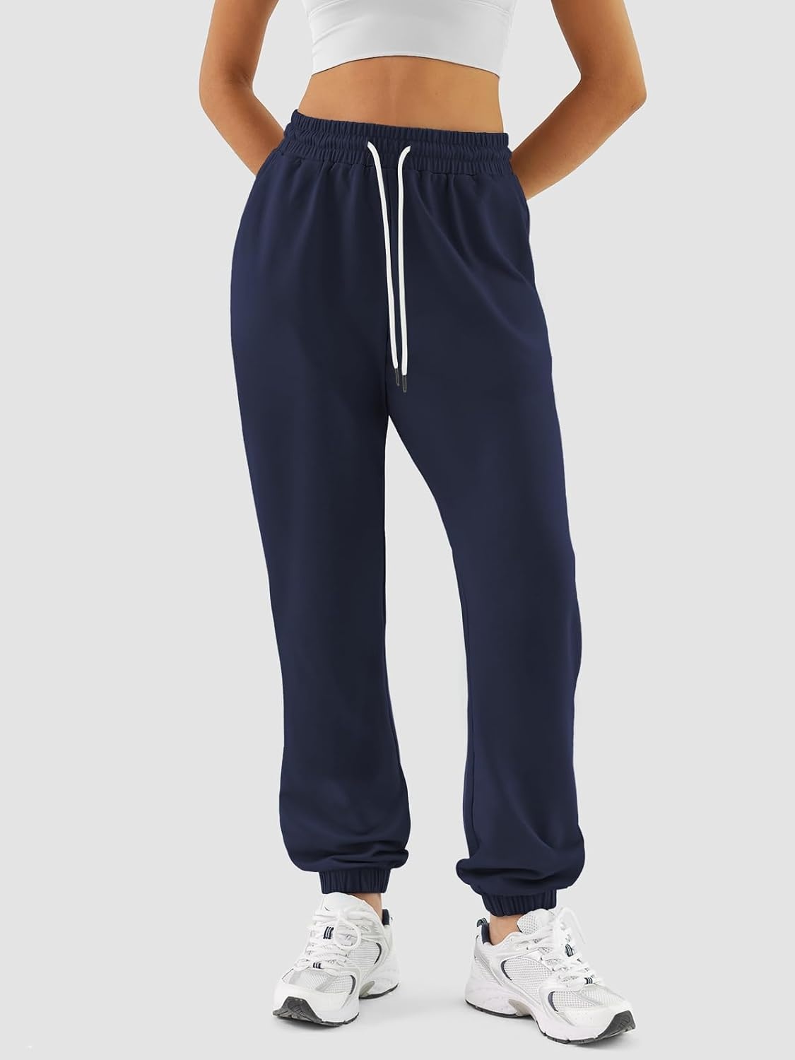 image:imageATHMILE Sweatpants Women Baggy Joggers Lounge Sweat Pants Cotton High Waisted Casual Comfy Fashion Fall Workout GymDarkblue