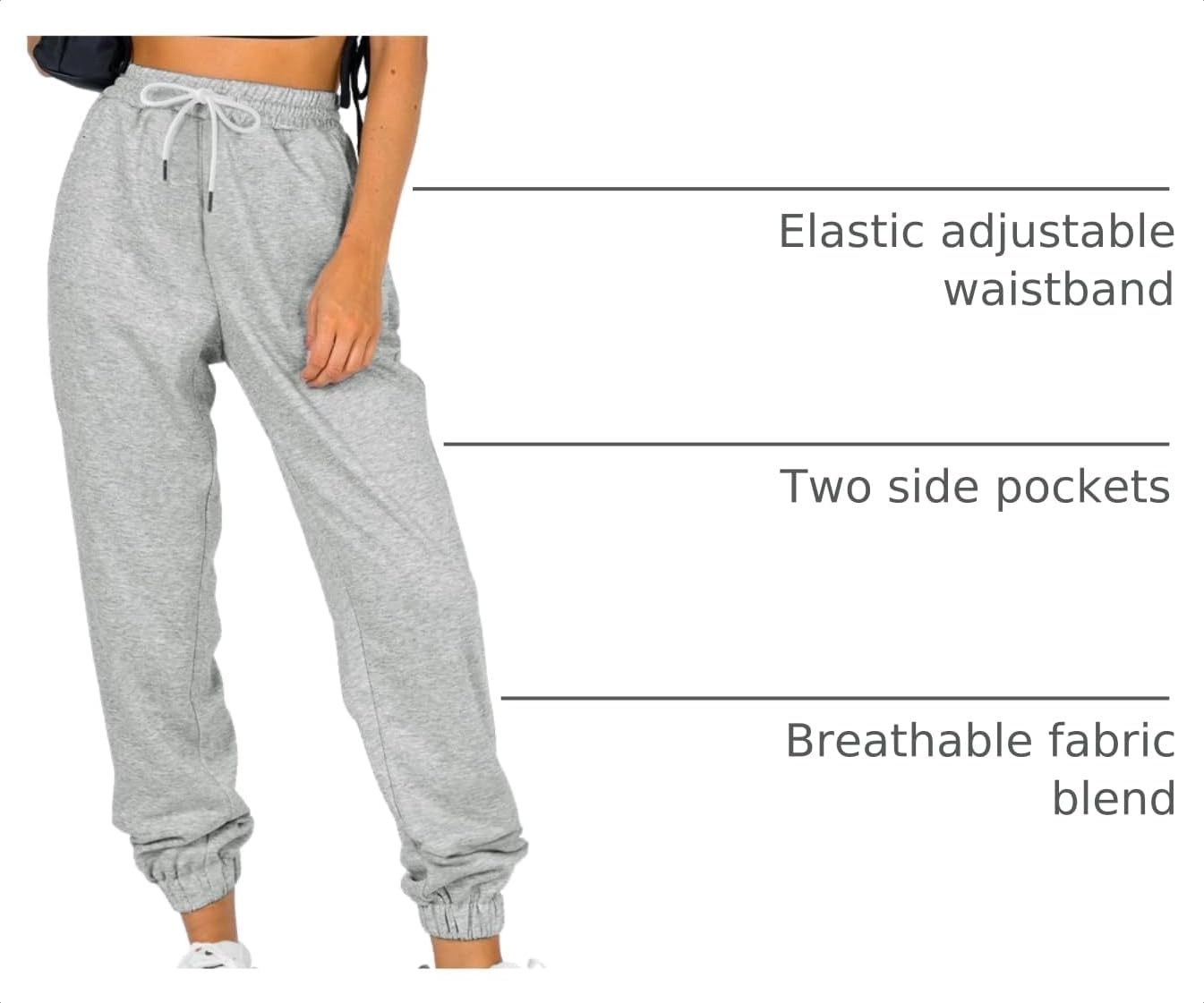 image:imageATHMILE Sweatpants Women Baggy Joggers Lounge Sweat Pants Cotton High Waisted Casual Comfy Fashion Fall Workout GymGrey
