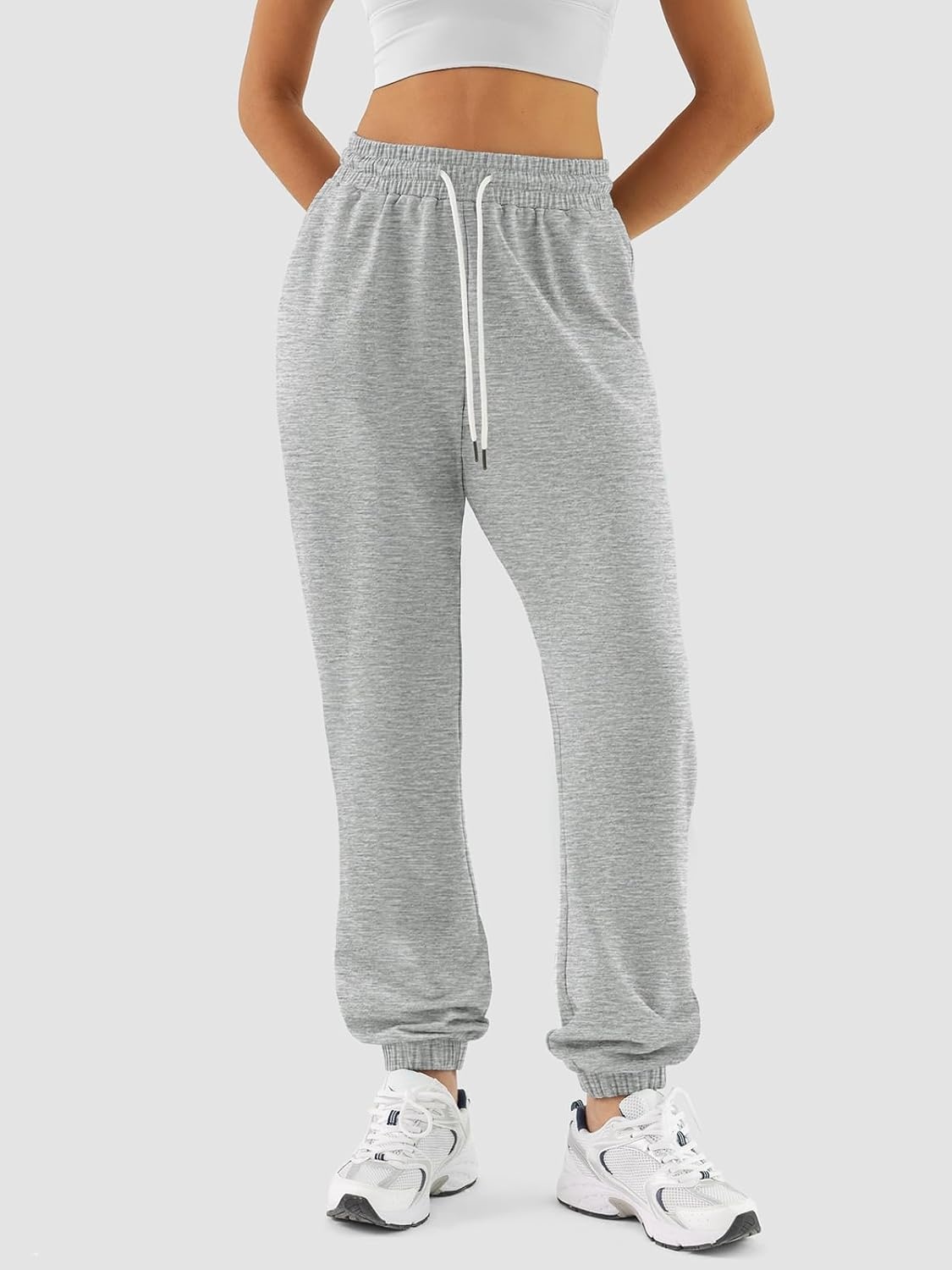 image:imageATHMILE Sweatpants Women Baggy Joggers Lounge Sweat Pants Cotton High Waisted Casual Comfy Fashion Fall Workout GymGrey