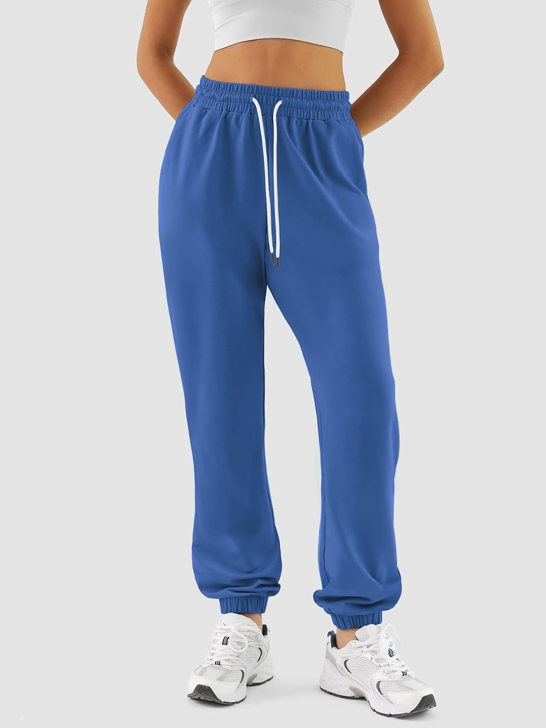 image:imageATHMILE Sweatpants Women Baggy Joggers Lounge Sweat Pants Cotton High Waisted Casual Comfy Fashion Fall Workout GymLakeblue