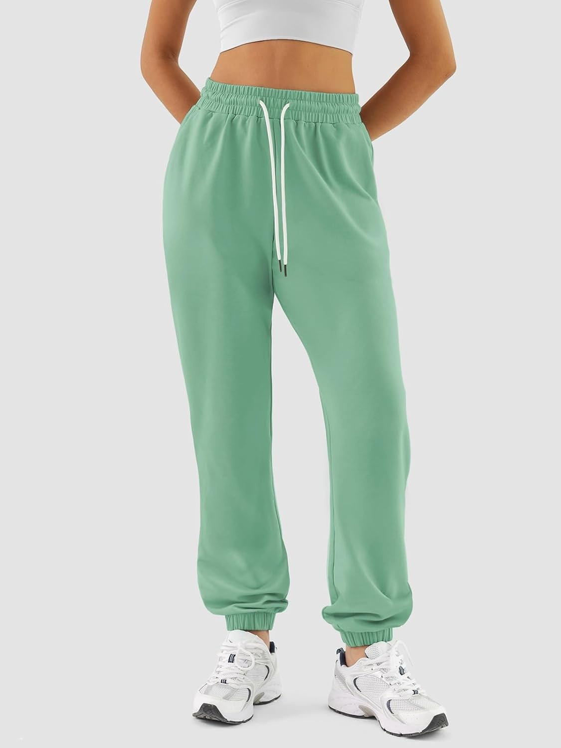 image:imageATHMILE Sweatpants Women Baggy Joggers Lounge Sweat Pants Cotton High Waisted Casual Comfy Fashion Fall Workout GymLakegreen