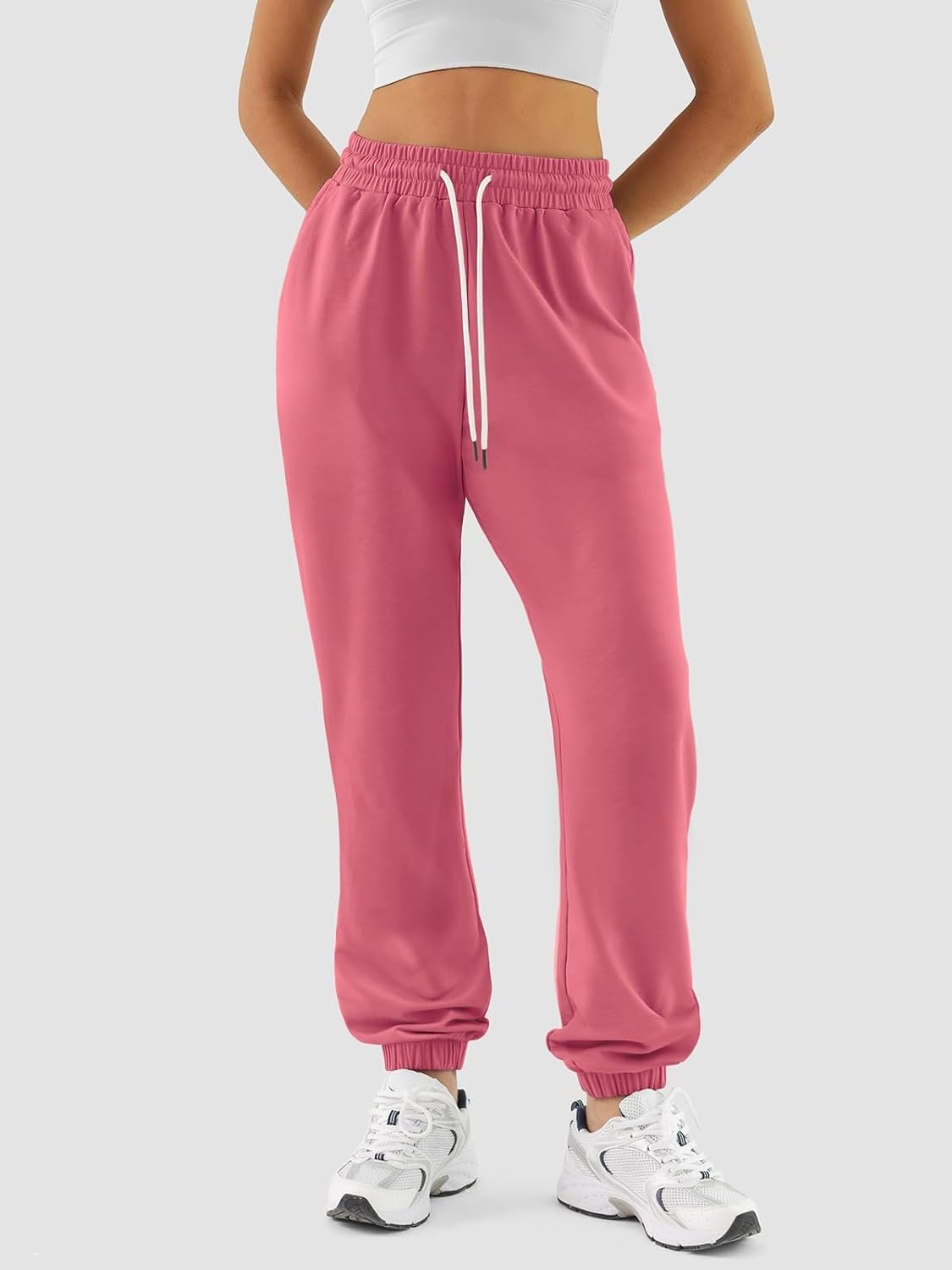 image:imageATHMILE Sweatpants Women Baggy Joggers Lounge Sweat Pants Cotton High Waisted Casual Comfy Fashion Fall Workout GymLightpink
